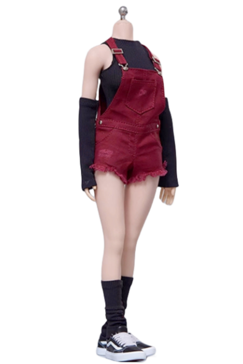 Cdtoys Female Figure Doll Clothes: Jujube Red Suspender Shorts For Female 12-inch Action Figure
