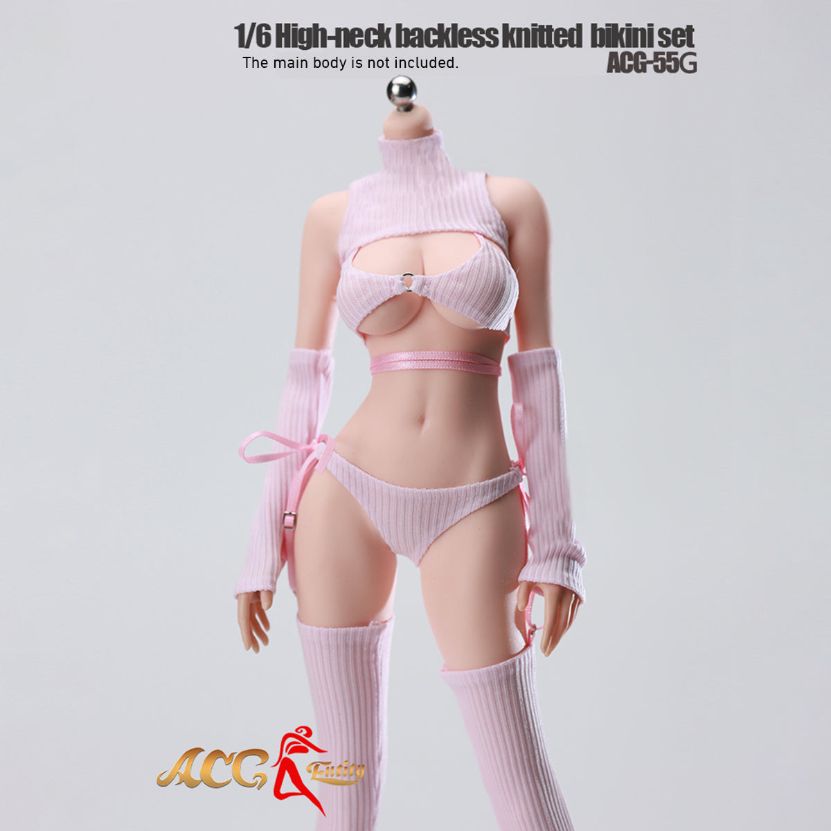 JIAOUDOLL High-Neck Backless Knitted Sweater Bodysuit Open Back Leotard (ACG-55) Fits 1/6 Scale 12 TBLeague/Jiaou Doll Action Figures