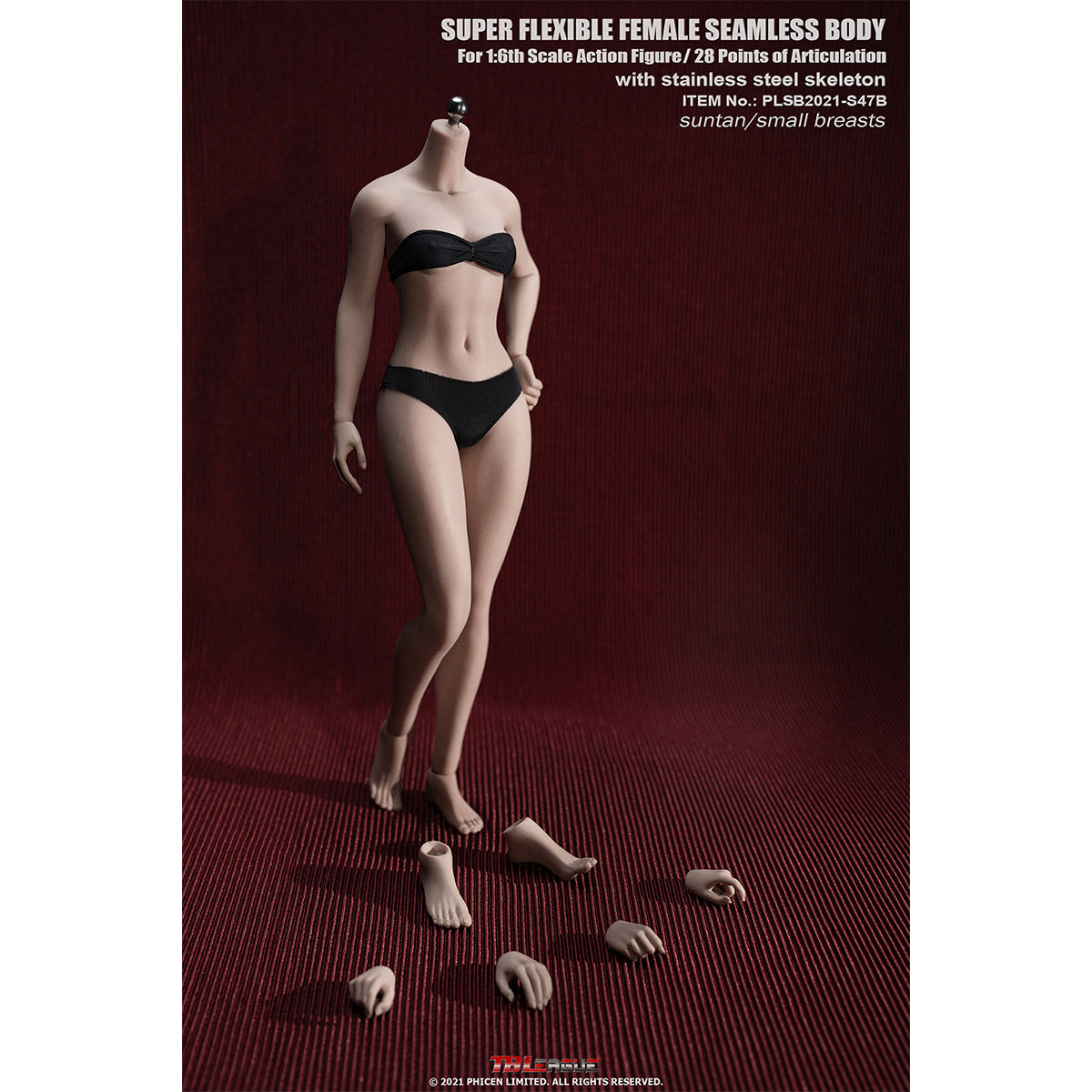 TBLeague Seamless Female Small Bust Proportional Body S46 S47 Detachable Feet and Headless 1/6 Scale Action Figure Body