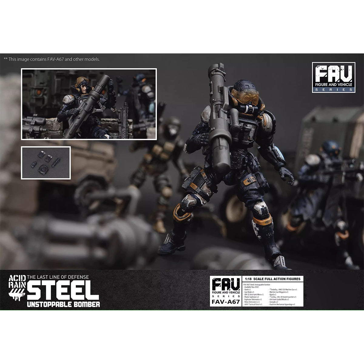 TOY ALLIANCE Acid Rain World Figuras de acción del bombardero imparable de acero