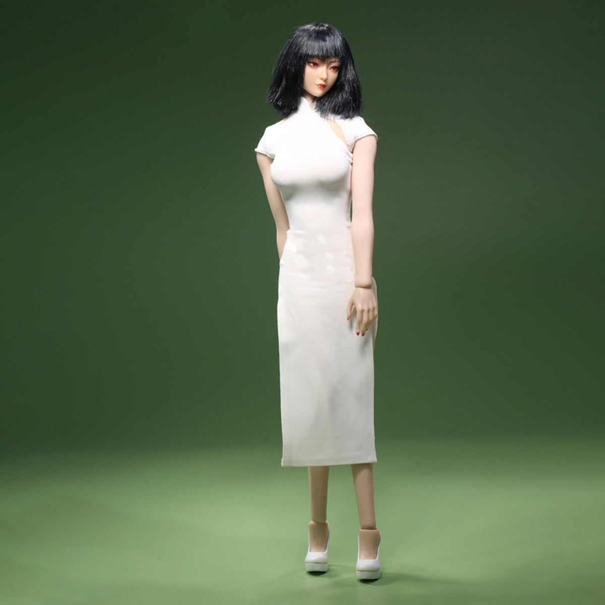 JLAOU DOLL Figure Doll Clothes: White Cheongsam Dress For Action Figure