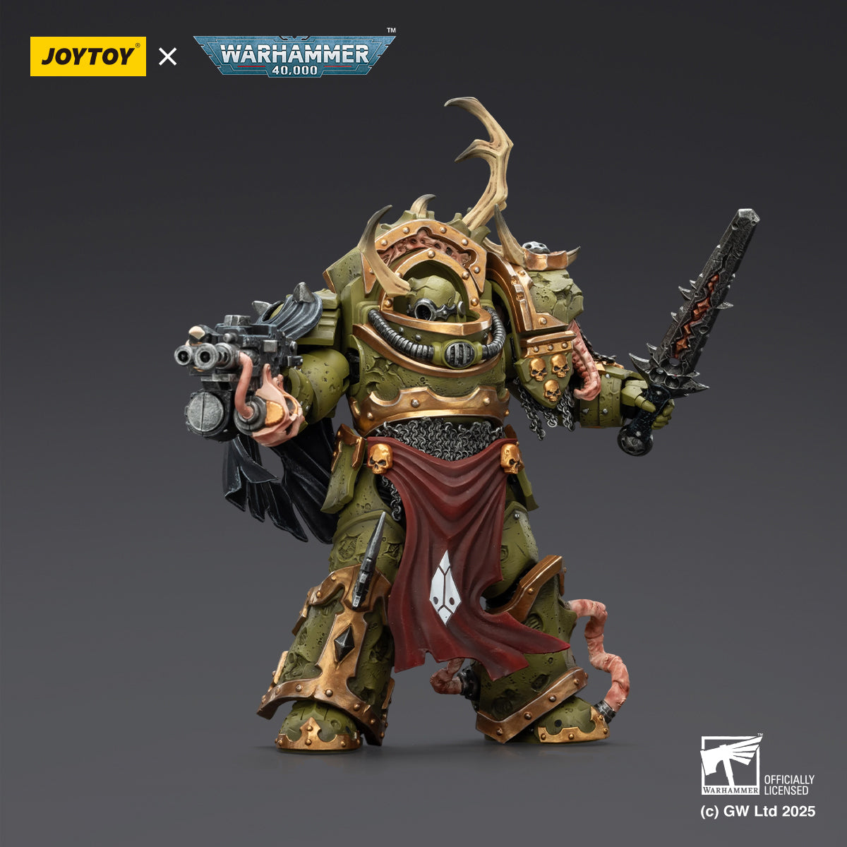 JOYTOY Warhammer Death Guard Blightlord Terminator & Plague Marine Icon bearer with Boltgun and Plague knife 1/18 Scale Action Figure