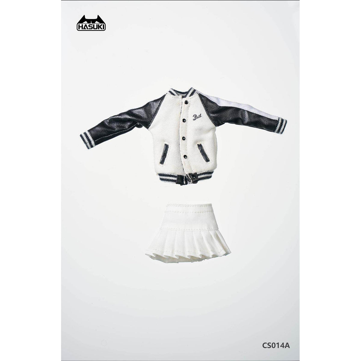 HASUKI Baseball Jacket and Pleated Skirt Set 1/12 Scale Mecha Lady Clothing Pack CS014 Doll Clothes Accessory Fit Action Figure