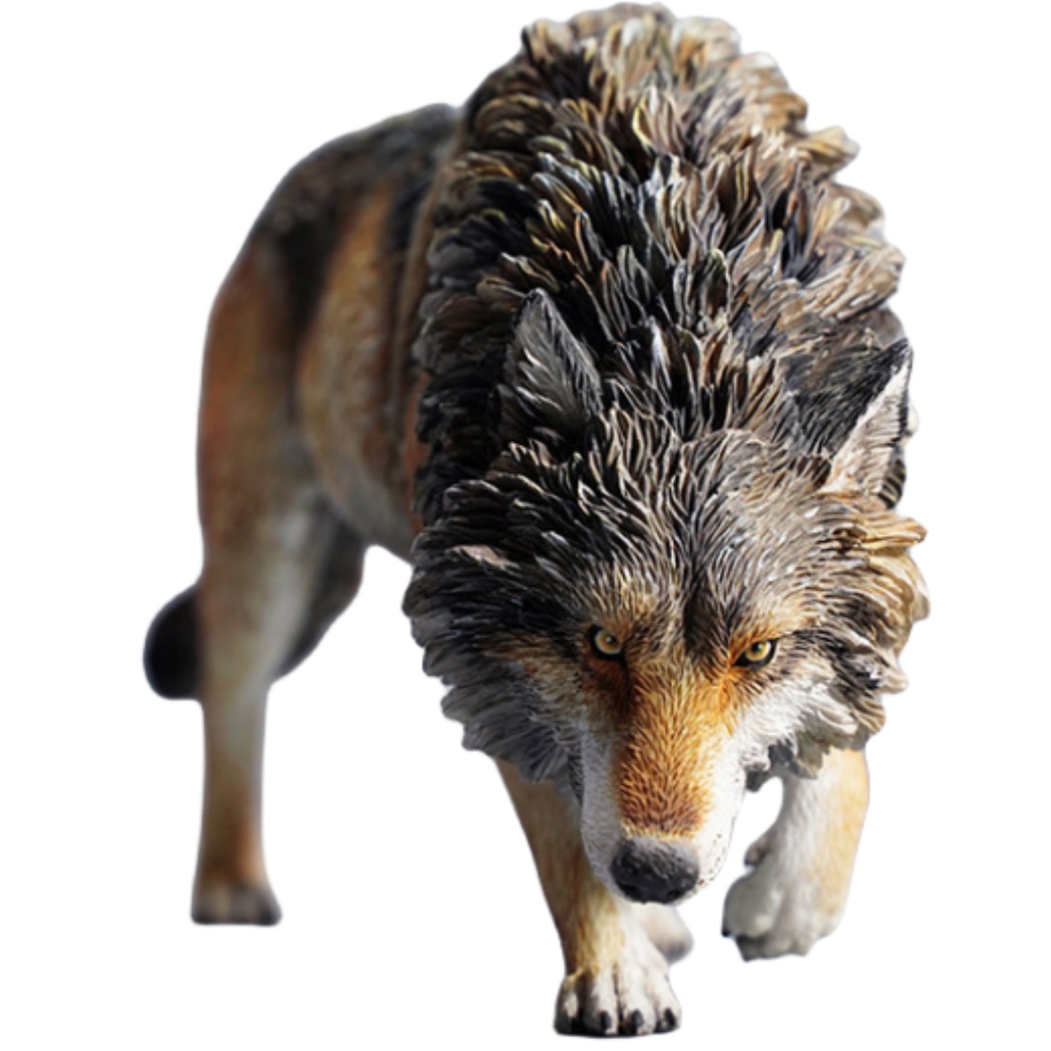 JXK Collectible Wolf Figure: North American Gray Wolf, Expertly Hand-Painted, Lifelike, Safe Resin, 1:6 Scale Miniature Animal Figurine