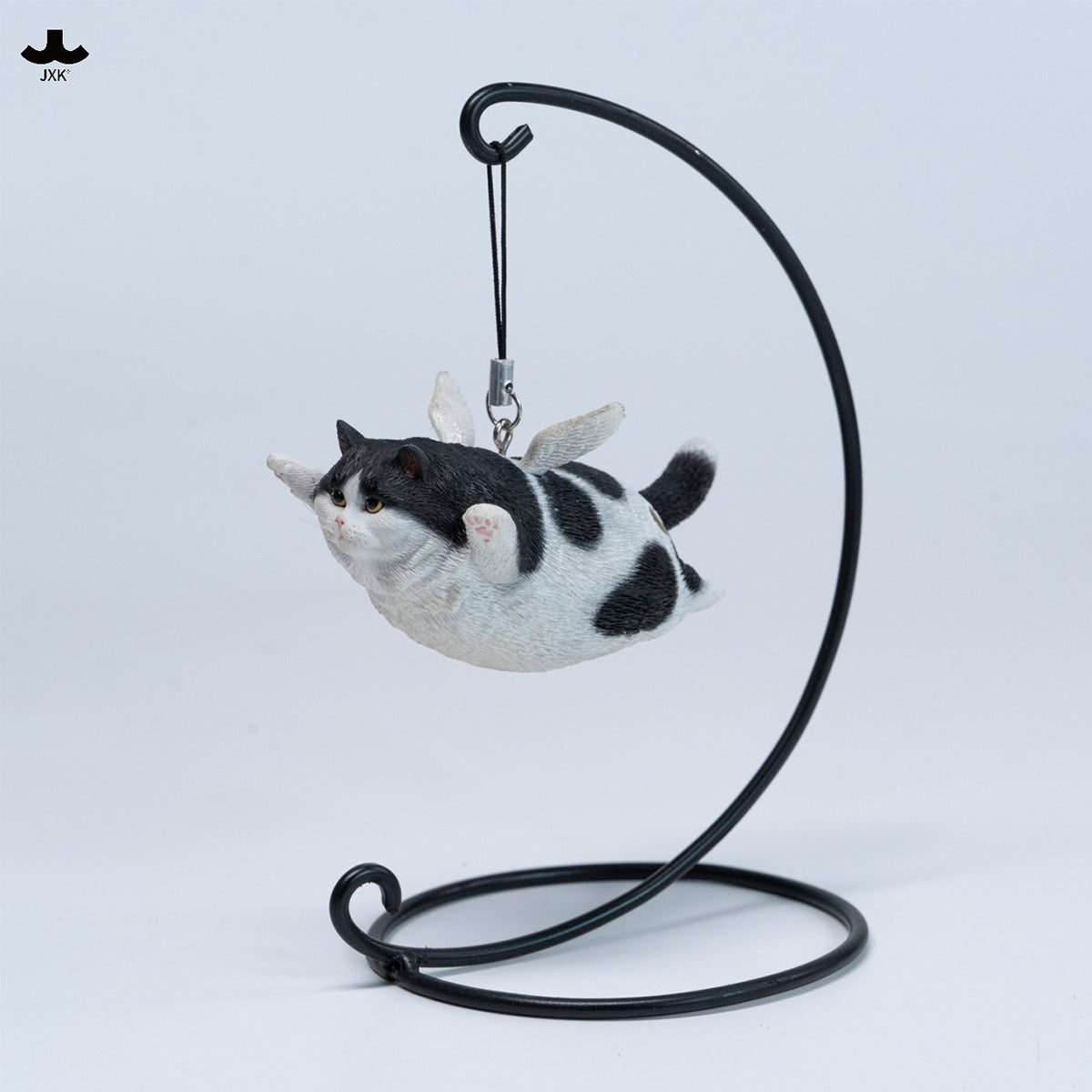 JXK Cat Angel Statue JXK383 Winged Feline Figure with Metal Stand Realistic Animal Collectible for Home Office Desk Decor