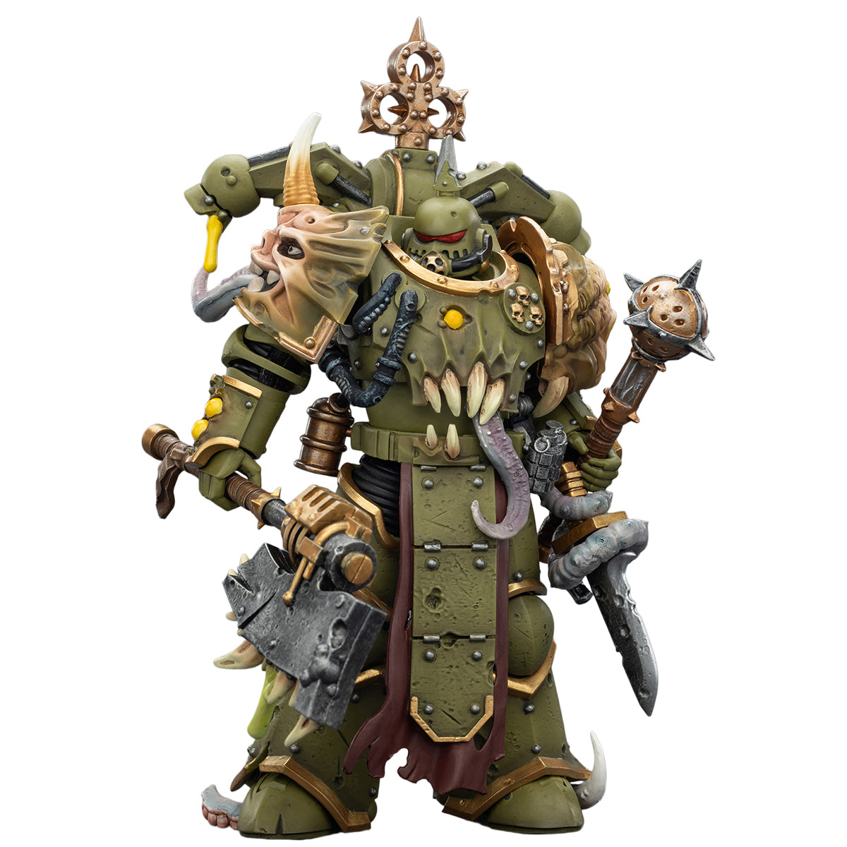 JOYTOY Warhammer 40,000 Death Guard Plague Marine with Bubotic axe and Plague Knife & Champion with Plasma Pistol and Power Fist 1/18 Scale Action Figure