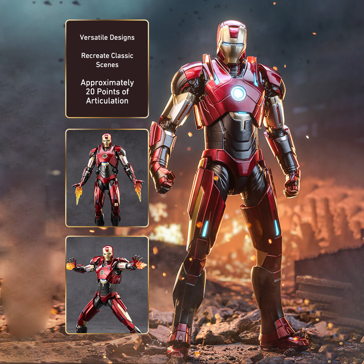 Figuras de acción de Iron Men MK16 de ZD Toys, versión no luminosa
