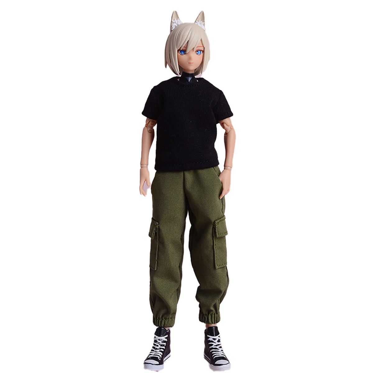 Vêtements de poupée ATStory : T-shirt noir à manches longues et courtes pour figurine de 15 cm