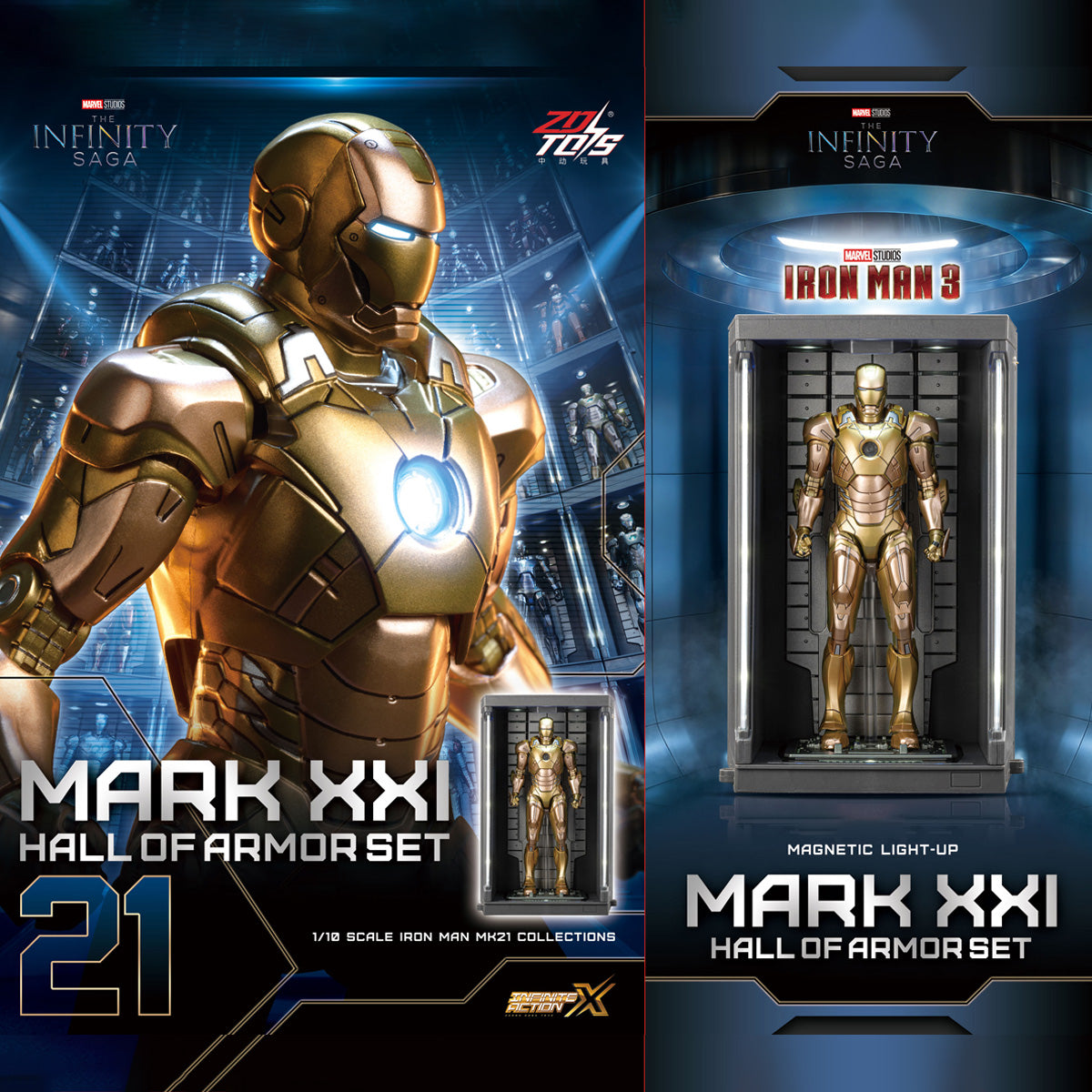 ZD Toys Marvel Avengers Iron Man Mark with Hall of Armor 2.0 Set 1/10 Scale Collectible Action Figure