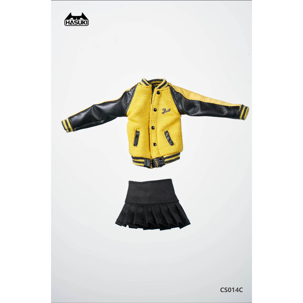 HASUKI Baseball Jacket and Pleated Skirt Set 1/12 Scale Mecha Lady Clothing Pack CS014 Doll Clothes Accessory Fit Action Figure