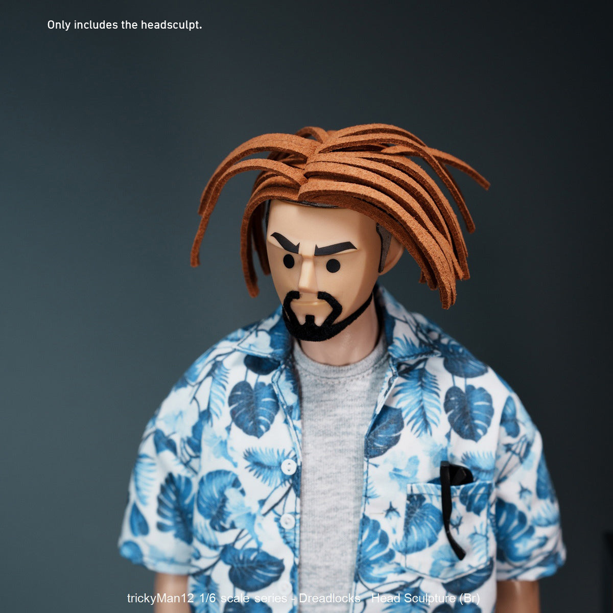 TrickyMan12 Dreadlocks Male Head Sculpt Black Hair FB-10083-1 Brown Ha