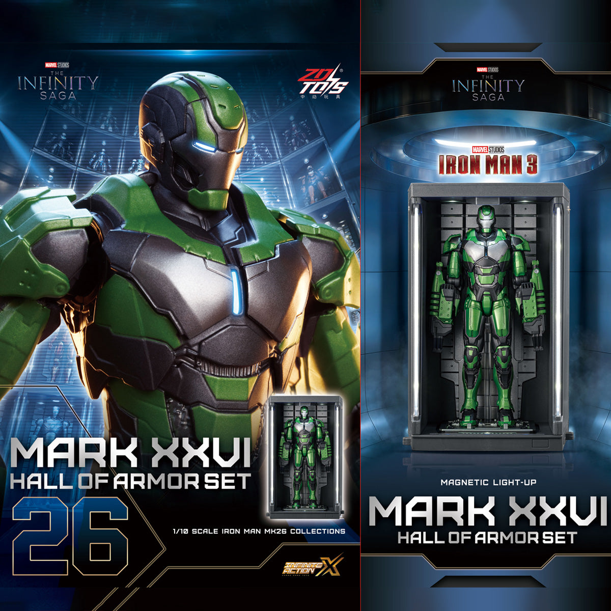 ZD Toys Marvel Avengers Iron Man Mark with Hall of Armor 2.0 Set 1/10 Scale Collectible Action Figure