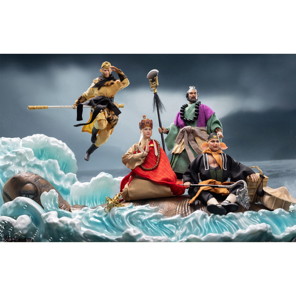 HAOYUTOYS, Journey to the West: Sha Wujing/Zhu Bajie/Monkey King Sun Wukong/Tang Sanzang/White Dragon Horse/Tongtian River Set & Scene Platform, Myth Series Action Figure