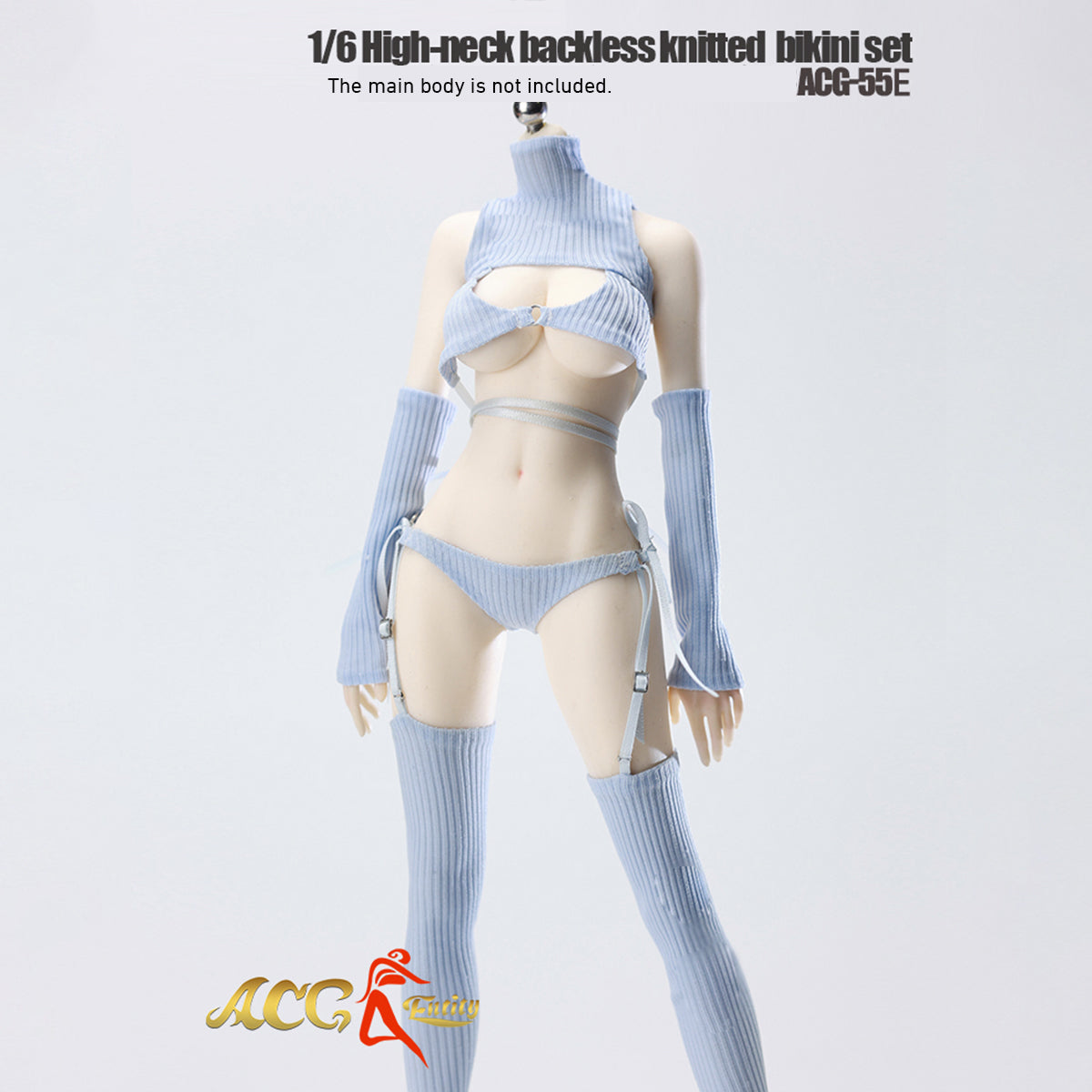 JIAOUDOLL High-Neck Backless Knitted Sweater Bodysuit Open Back Leotard (ACG-55) Fits 1/6 Scale 12 TBLeague/Jiaou Doll Action Figures