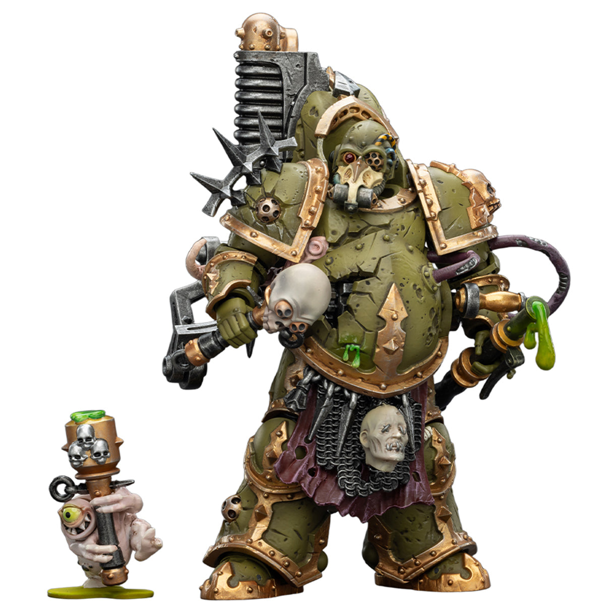 JOYTOY Warhammer Death Guard Lord of Virulence with Power Fist and Twin Plague Spewer & Foul Blightspawn with Plague Sprayer 1/18 Scale Action Figure