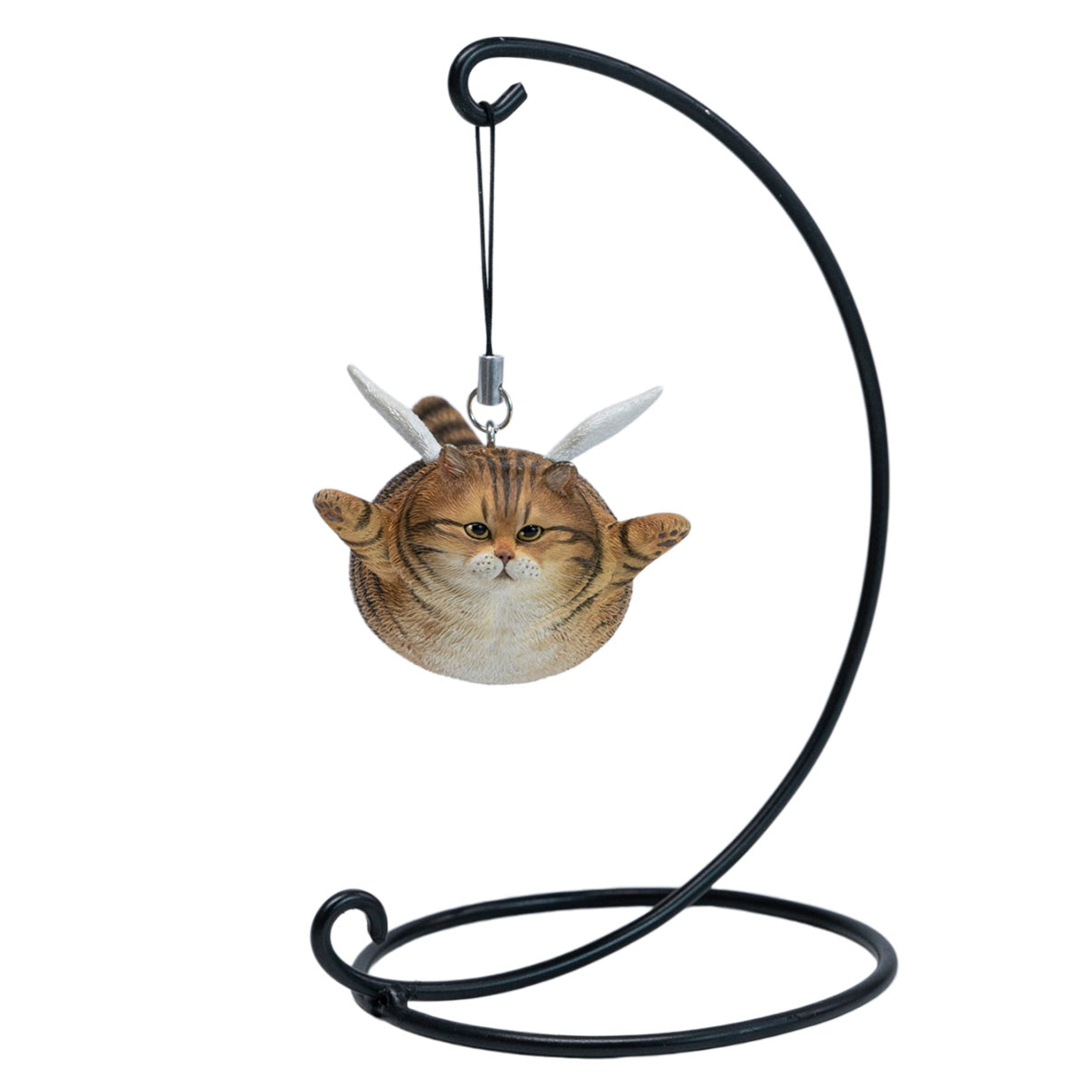 JXK Cat Angel Statue JXK383 Winged Feline Figure with Metal Stand Realistic Animal Collectible for Home Office Desk Decor