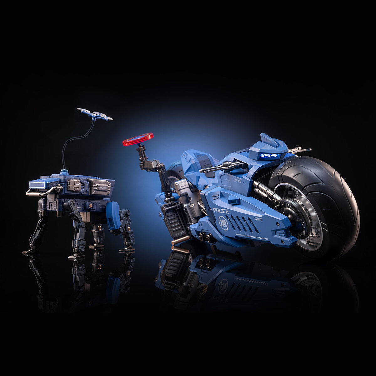MOSHOW Chang'an Guard Mecha Police Officer Bike and Robo-Dog MSC0005 Collectible Figure Set