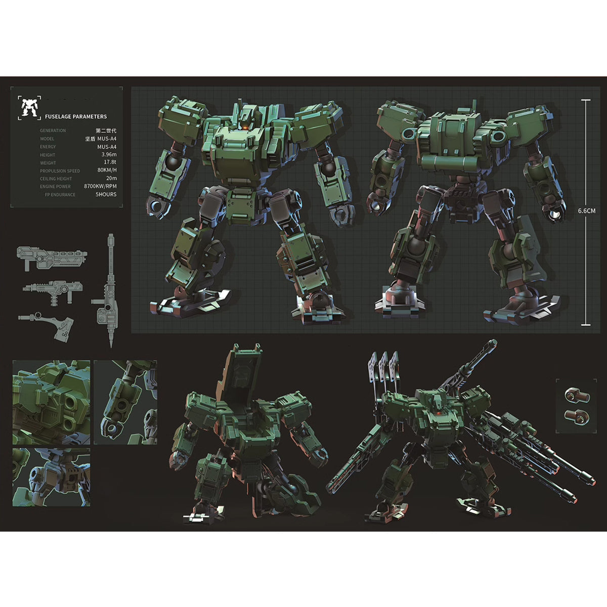Sheik Mainland0 3Min Project MUS-A4 Fortishield Squad Jungle Green Assembly Model Kits