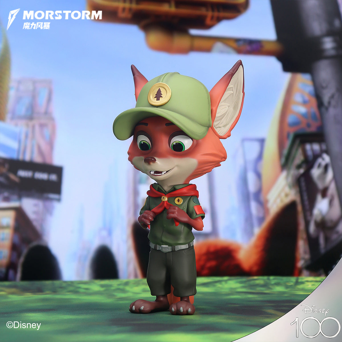 MORSTORM Zootopia Series Flash & Officer Judy & Little Nick in His Red Scarf Art Statue