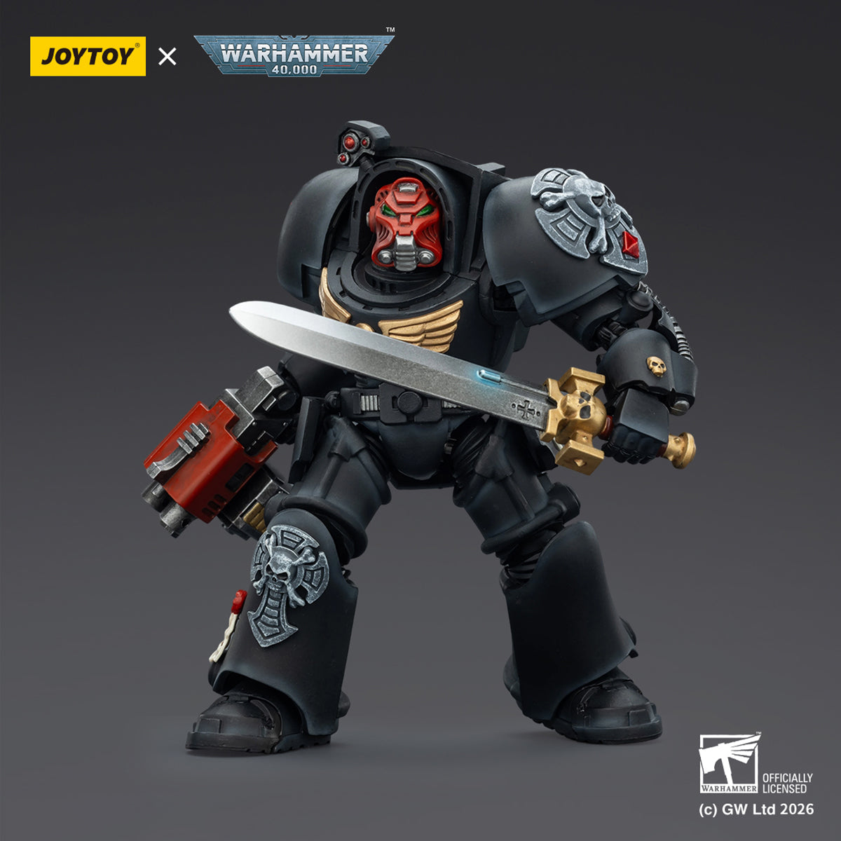 JOYTOY Warhammer 40,000 Black Templars Terminator with Power Fist and Assault Cannon & with Power Fist and Storm Bolter & with Power Sword and Storm Bolter Action Figure