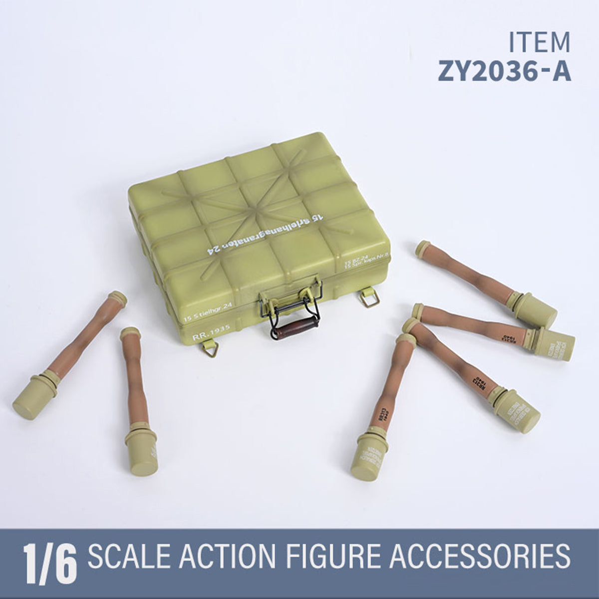 ZYTOYS, WWII Grenade Weapon Model, Doll Accessory for 12-inches Figure