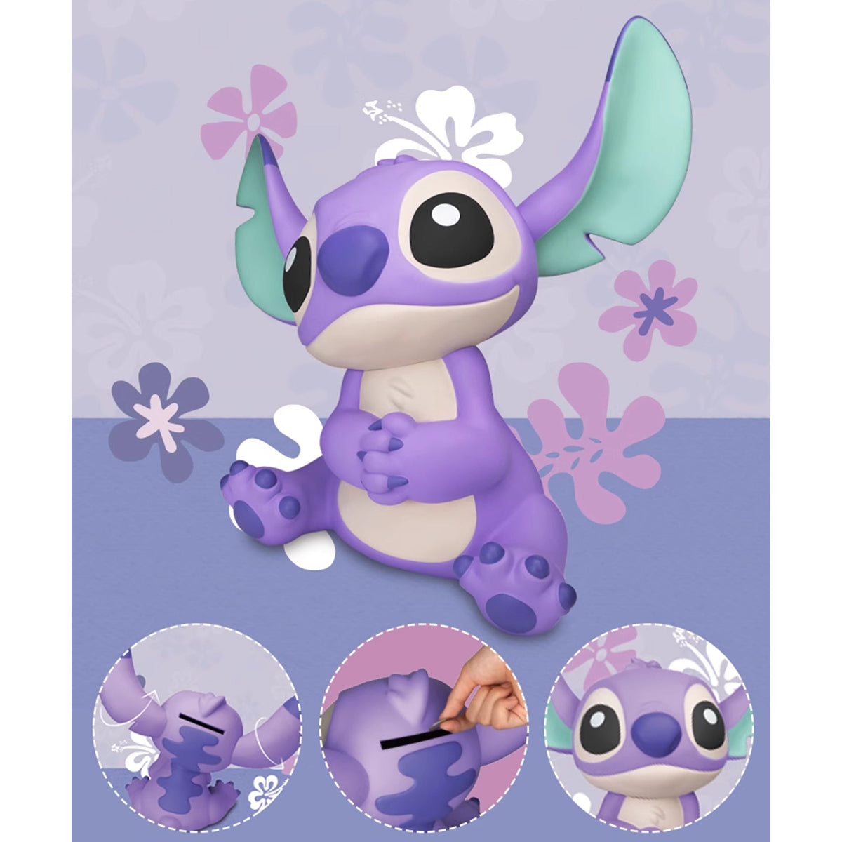 Beast Kingdom VPB-005SP - Lilo and Stitch Large Vinyl Piggy Bank Stitch Lilac Color Ver. Art Statue