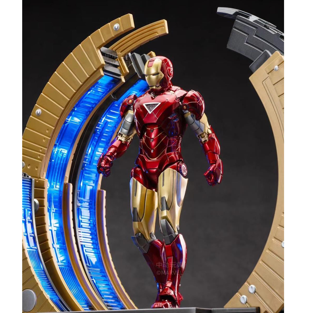 Figura de acción coleccionable de la serie aniversario de ZD Toys: plataforma de armadura de desmontaje circular de Iron Man MK6 (1928), altura 20 cm (miniatura)