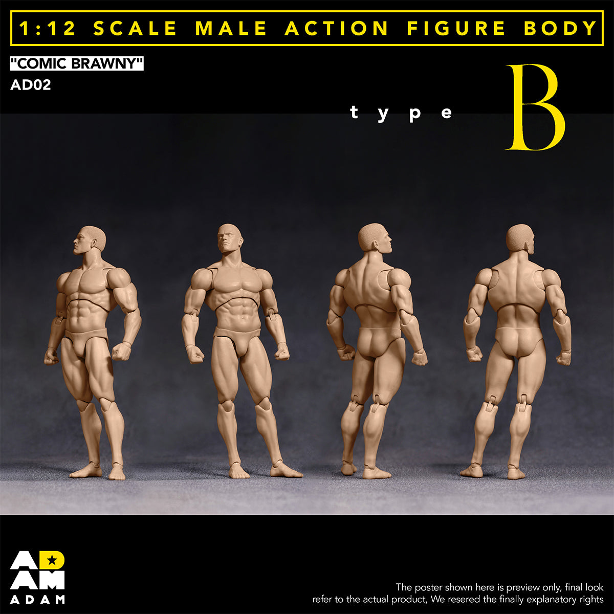 ADAM AD02 Articulated Joints Male Super Strong Comic Style 1/12 Scale Action Figure Body