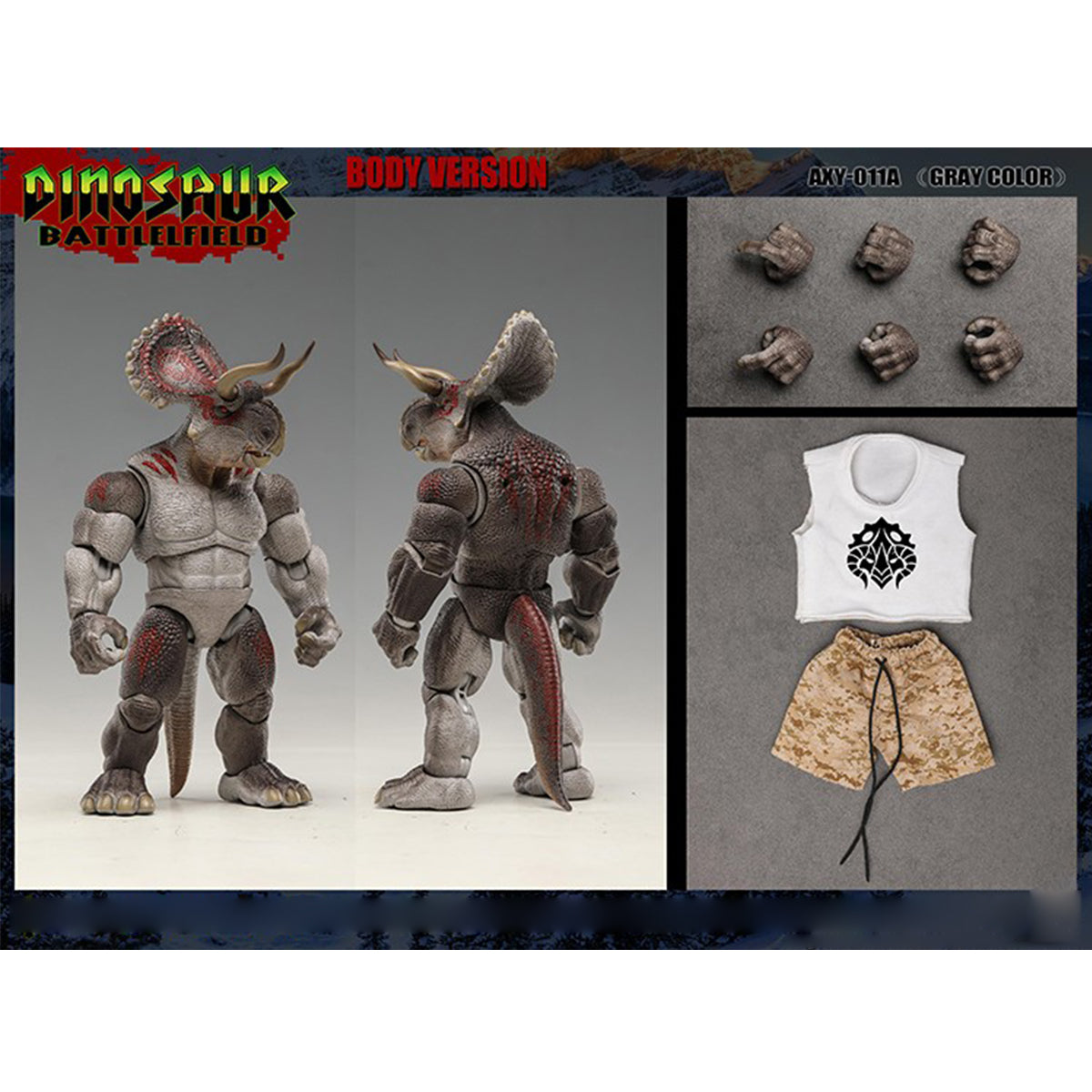 AXYTOYS Dinosaur Battlefield Triceratops & Accessory Pack Action Figures