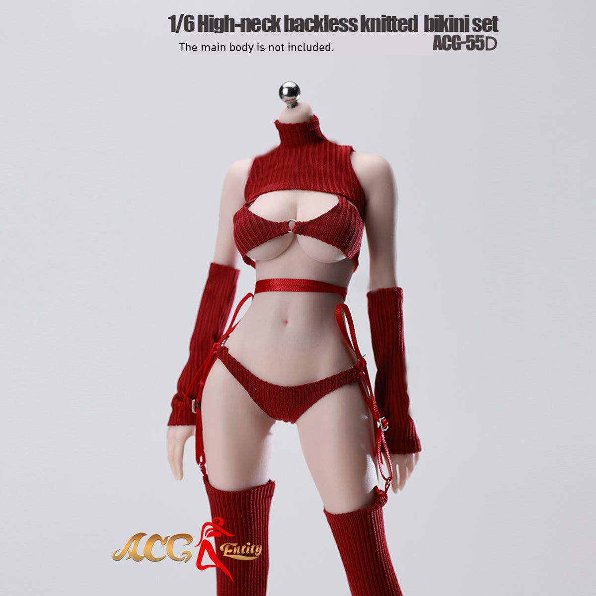 JIAOUDOLL High-Neck Backless Knitted Sweater Bodysuit Open Back Leotard (ACG-55) Fits 1/6 Scale 12 TBLeague/Jiaou Doll Action Figures
