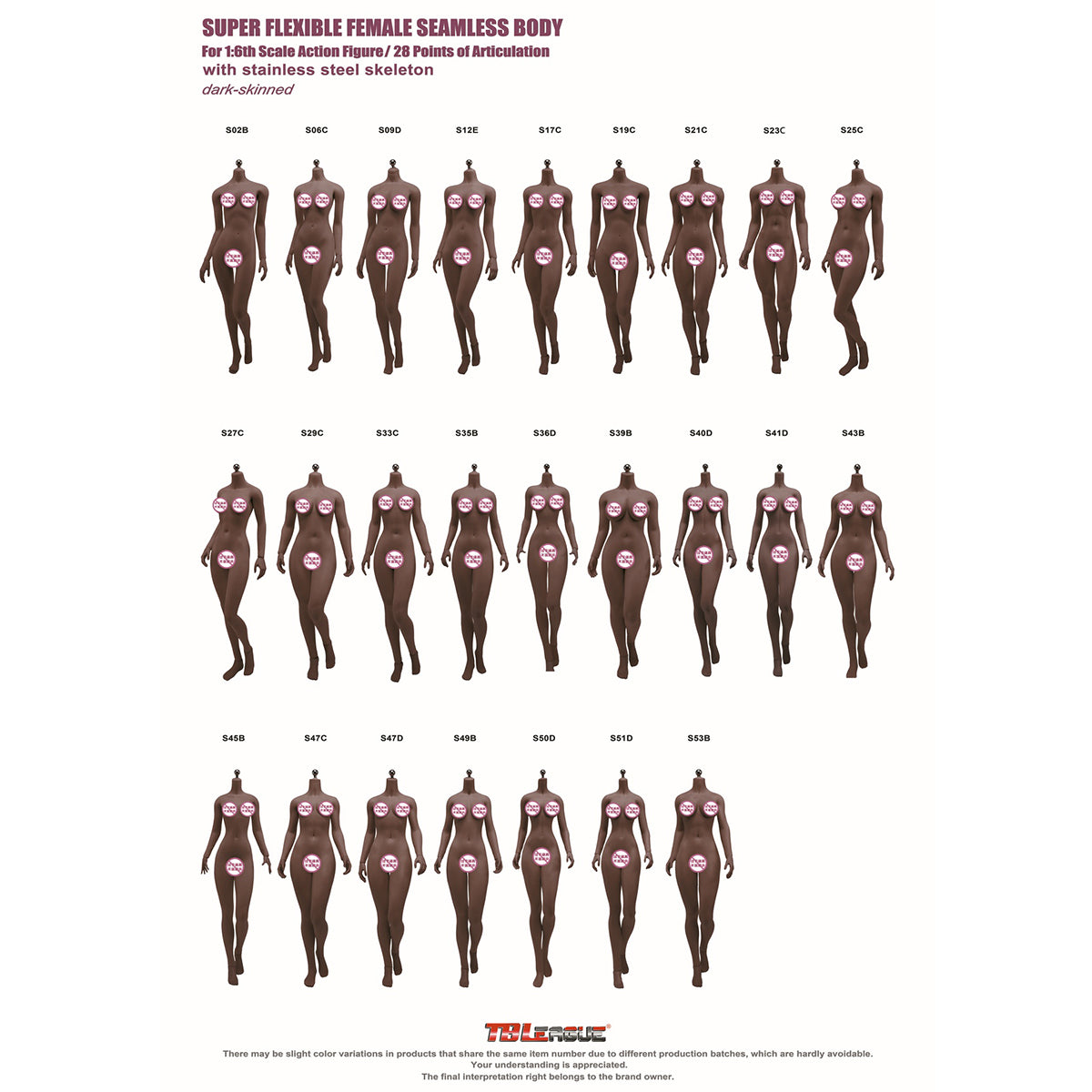 TBLeague Female Seamless Slim Type Medium Bust Headless Detachable Feet 1/6 Scale Action Figure Body