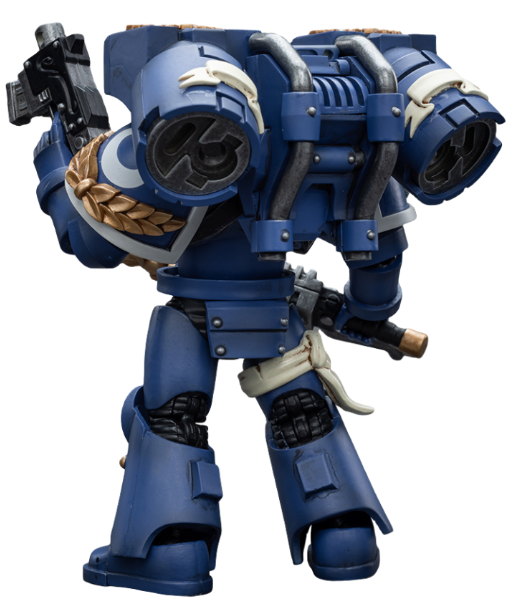 HiPlay JoyToy Warhammer 40K Collectible Figure: Ultramarines Vanguard Veteran with Chainsword and Bolt Pistol 1:18 Scale Action Figures (Chainsword and Bolt Pistol JT8025)