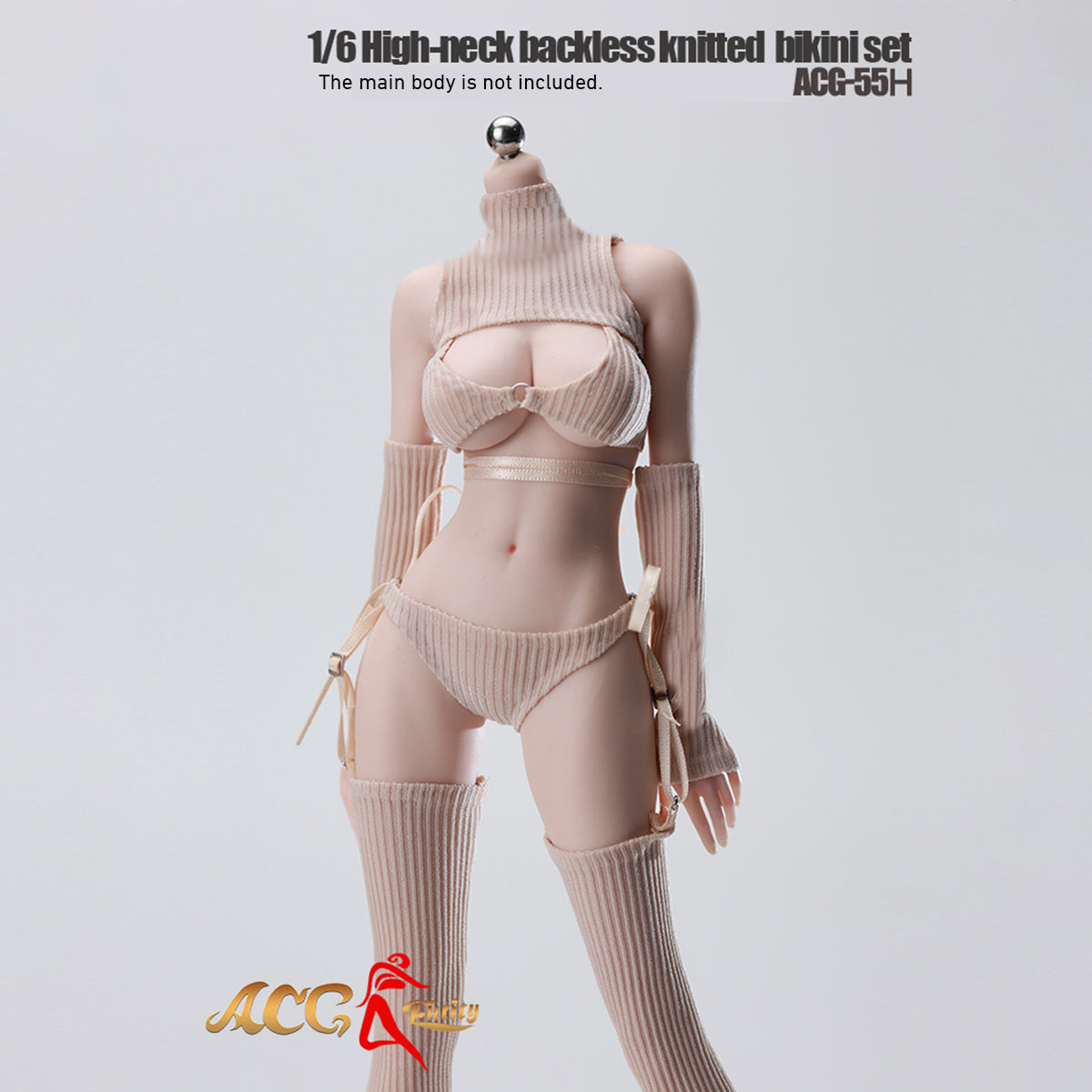 JIAOUDOLL High-Neck Backless Knitted Sweater Bodysuit Open Back Leotard (ACG-55) Fits 1/6 Scale 12 TBLeague/Jiaou Doll Action Figures