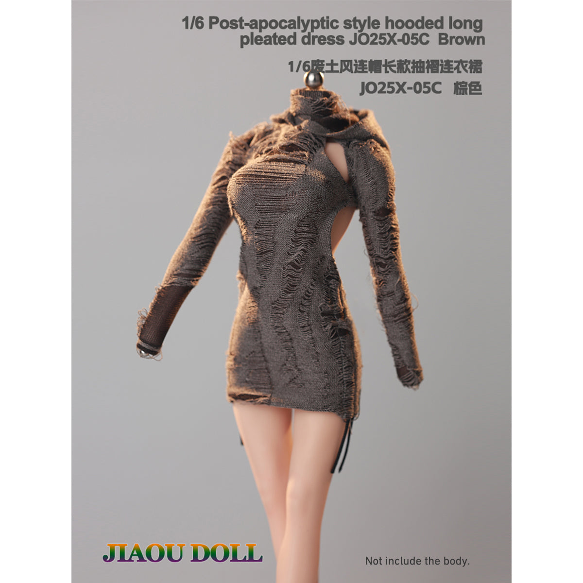 JIAOUDOLL Ruched Post-Apocalyptic Style Long Dress JO25X-05 Doll Clothes Accessory Fit 1/6 Scale 12-inches Figure