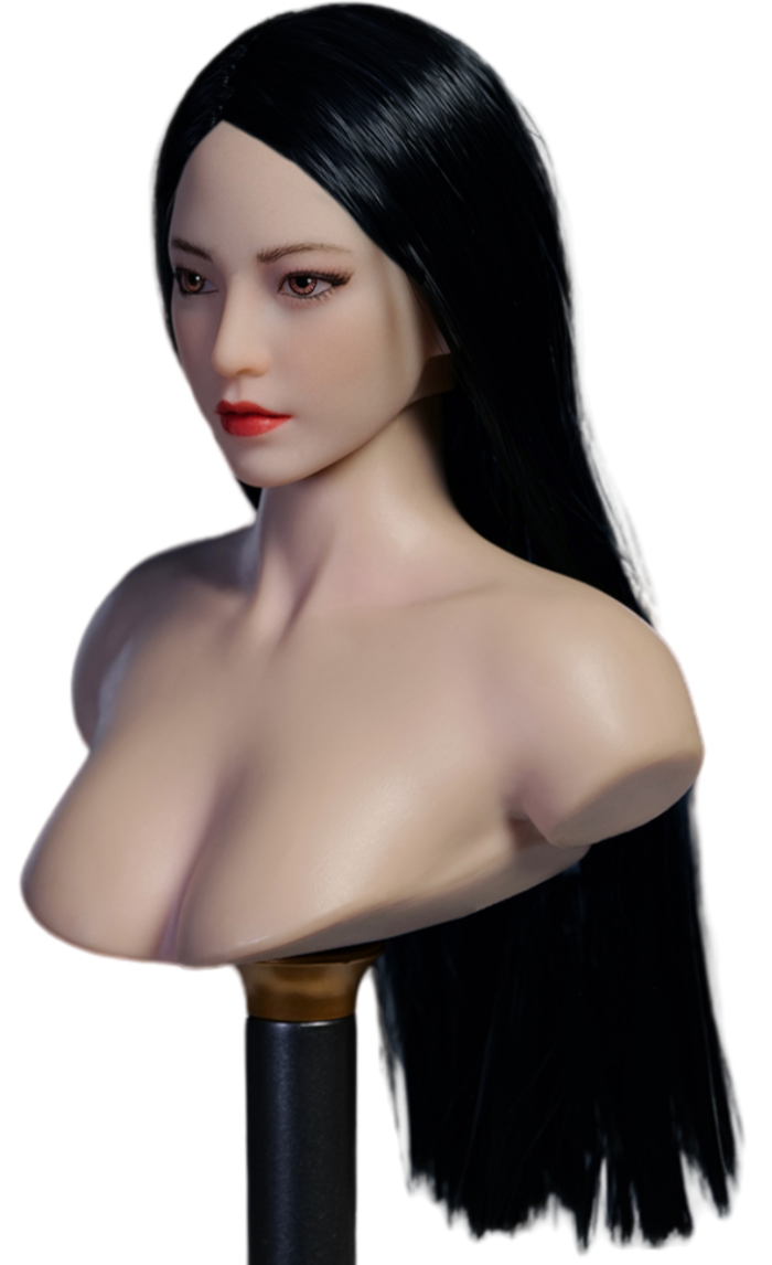 YMTOYS Asian Female Head Sculpt Huali (YMT102D) Realistic Beauty Headplay with Rooted Hair 1/6 Scale fit Action Figure