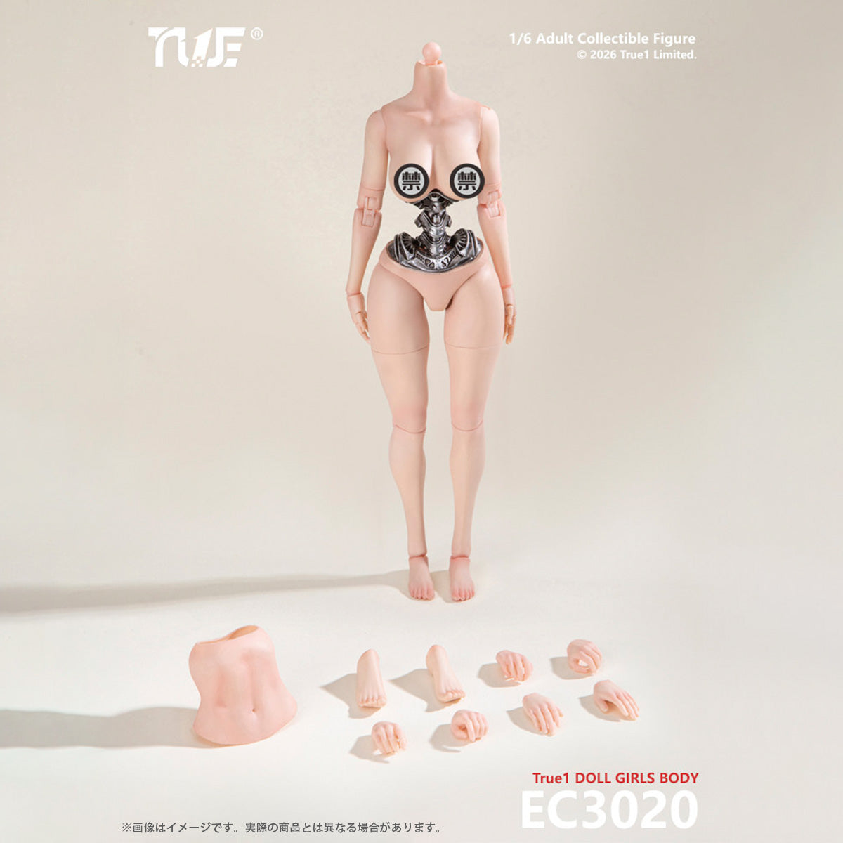 True1Toys Cyborg EC3020 Large Breast Pale Skin Tone Semi-Mechanical Female Android Body 1/6 Scale for 12 Inch Action Figures