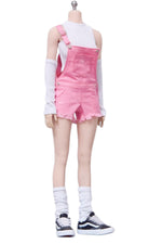 Cdtoys Female Figure Doll Clothes: Pink Suspender Shorts For Female 12-inch Action Figure