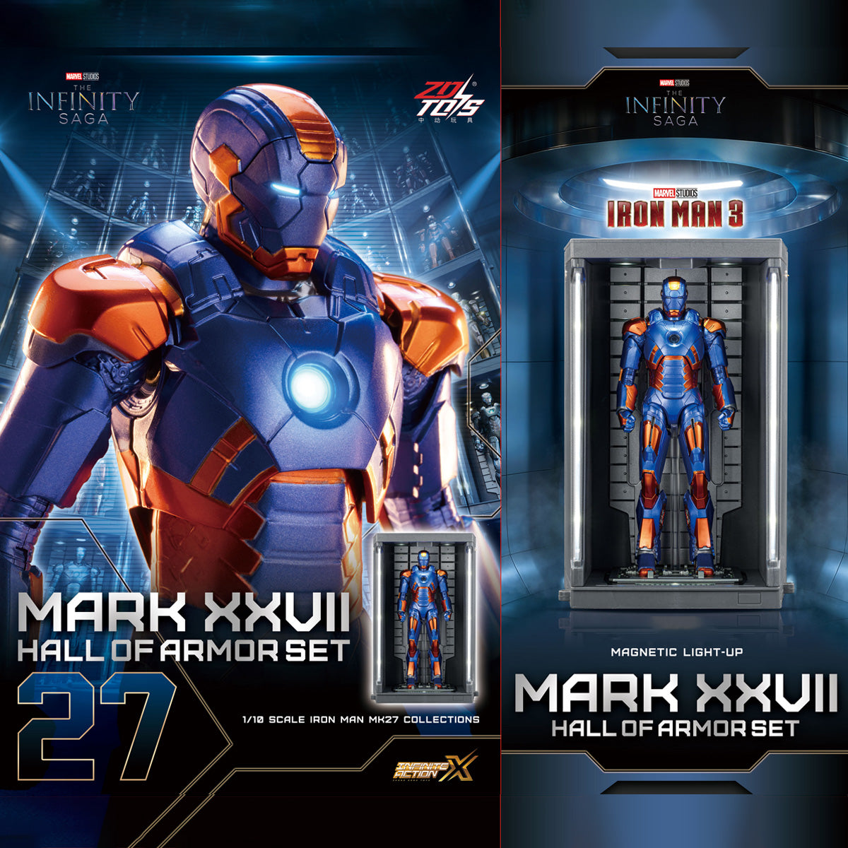 ZD Toys Marvel Avengers Iron Man Mark with Hall of Armor 2.0 Set 1/10 Scale Collectible Action Figure
