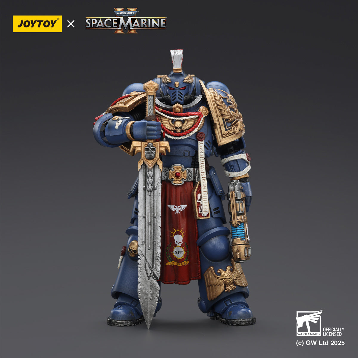 JOYTOY Ultramarines Relic Primus Armour with Plasma Pistol and Combat Blade & Ultramarines Heavy Artificer Armor with Relic Multi-Melta & Ultramarines Heavy Relic Primus Armor with Heavy Relic Bolt Rifle