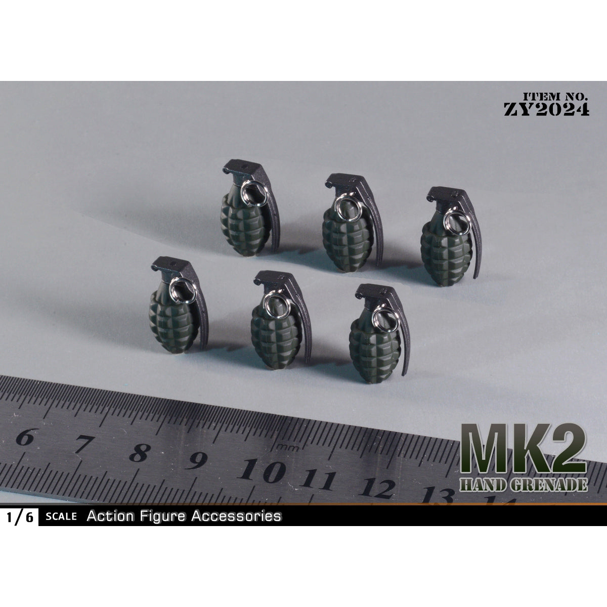 ZYTOYS, MK2 Grenade Pineapple Grenade, Weapon Model Doll Accessory for 12-inches Figure