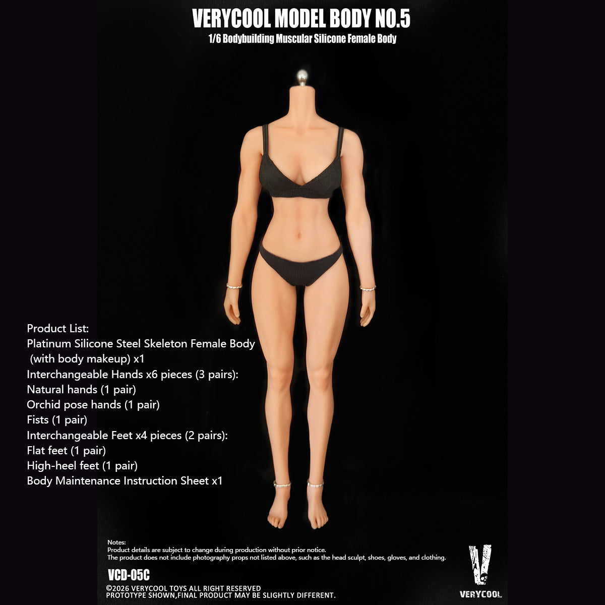 VERYCOOL No.5 Bodybuilding Muscular Silicone Physique Suntan & Pink-White-skined 1/6 Scale Body Female Body