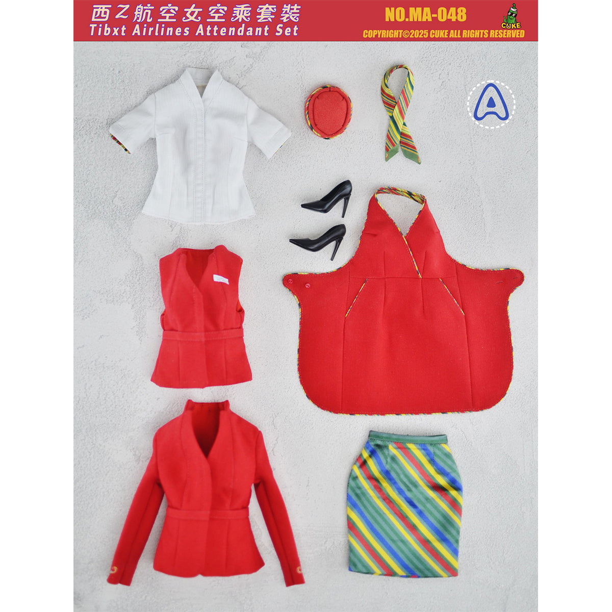 CUKE TOYS West Z Airlines Female Flight Attendant Outfit Set MA-048 Doll Clothes Accessory Fit 1/6 Scale 12-inches Action Figure