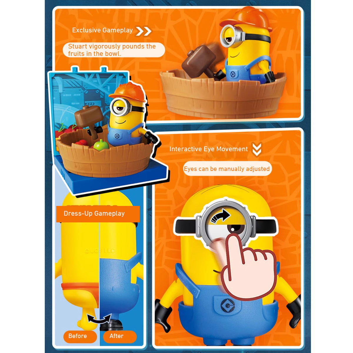 BLOKEES, Jam Factory Series Magical Edition Minions Partners, Stuart/Bob/Kevin/Otto, Easy-Assembly Model Kits