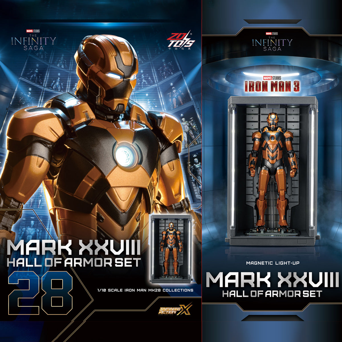 ZD Toys Marvel Avengers Iron Man Mark with Hall of Armor 2.0 Set 1/10 Scale Collectible Action Figure