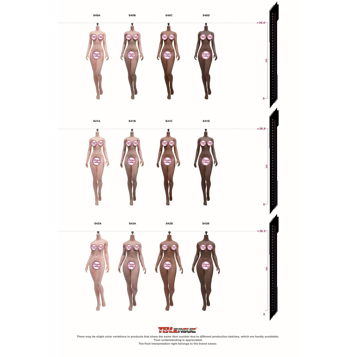 TBLeague Seamless Female Large Bust Tall and Slender S41 Detachable Feet with Head Sculpt 1/6 Scale Action Figure Body