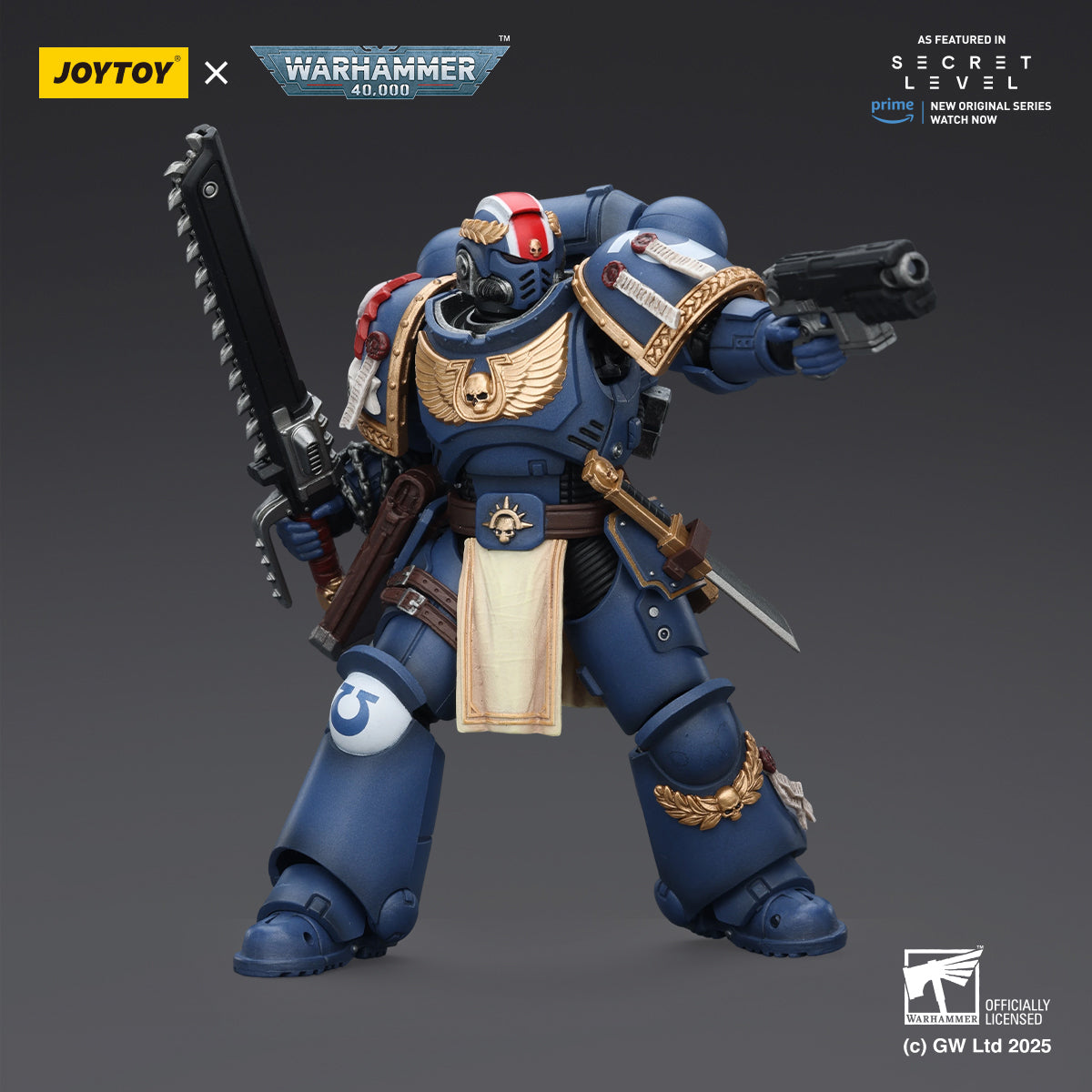 JOYTOY Warhammer Ultramarines Torvald with Power Sword Levantus with Power Sword Metaurus with Power Axe Titus with Laurels of Victory 1/18 Scale Action Figure
