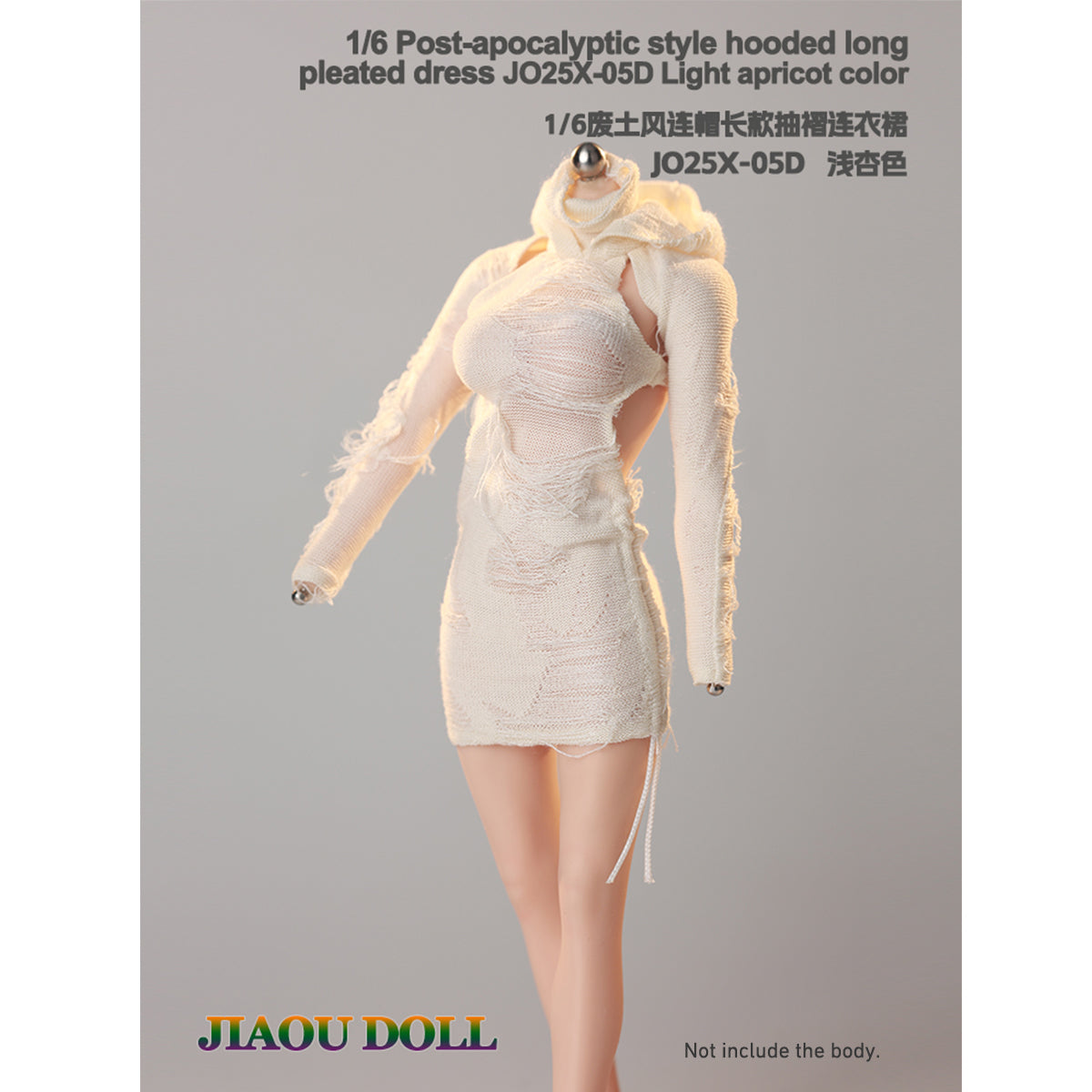 JIAOUDOLL Ruched Post-Apocalyptic Style Long Dress JO25X-05 Doll Clothes Accessory Fit 1/6 Scale 12-inches Figure