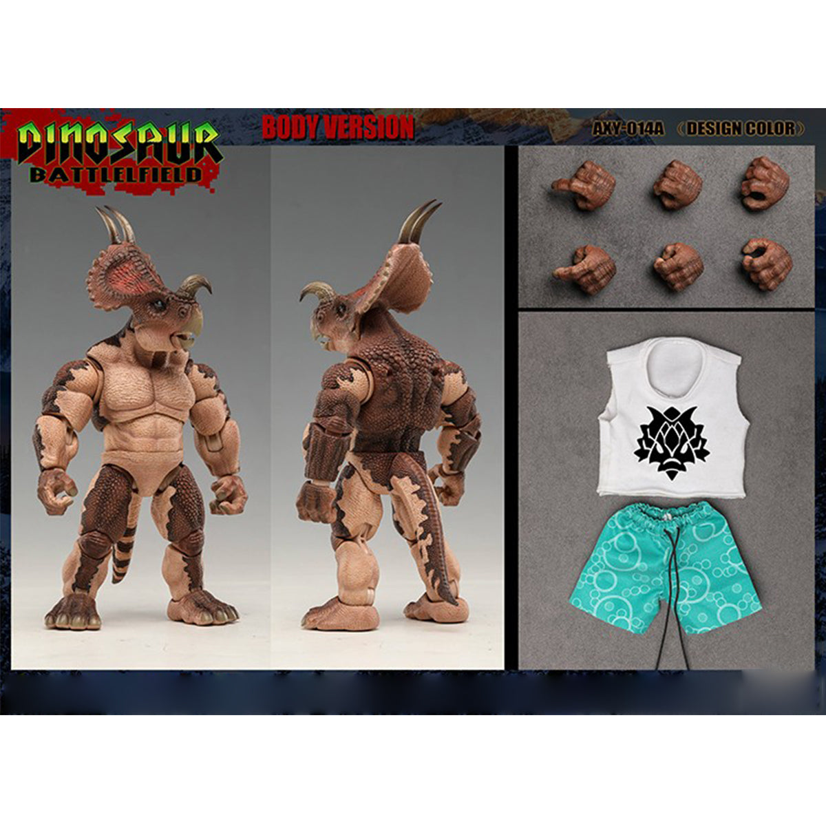 AXYTOYS Dinosaur Battlefield Triceratops & Accessory Pack Action Figures