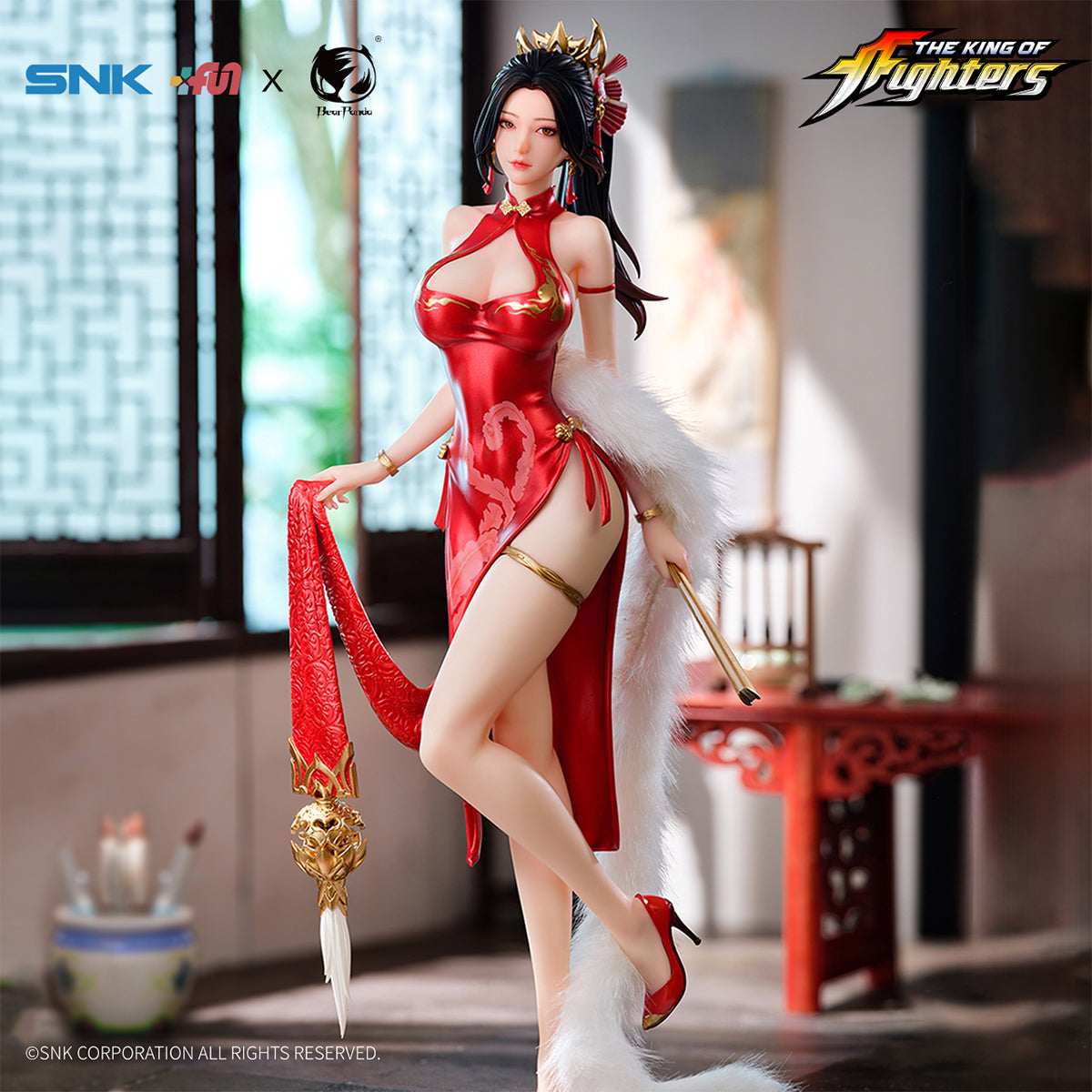 Figurine d'anime BearPanda Mai Shiranui en chemise rouge dansante