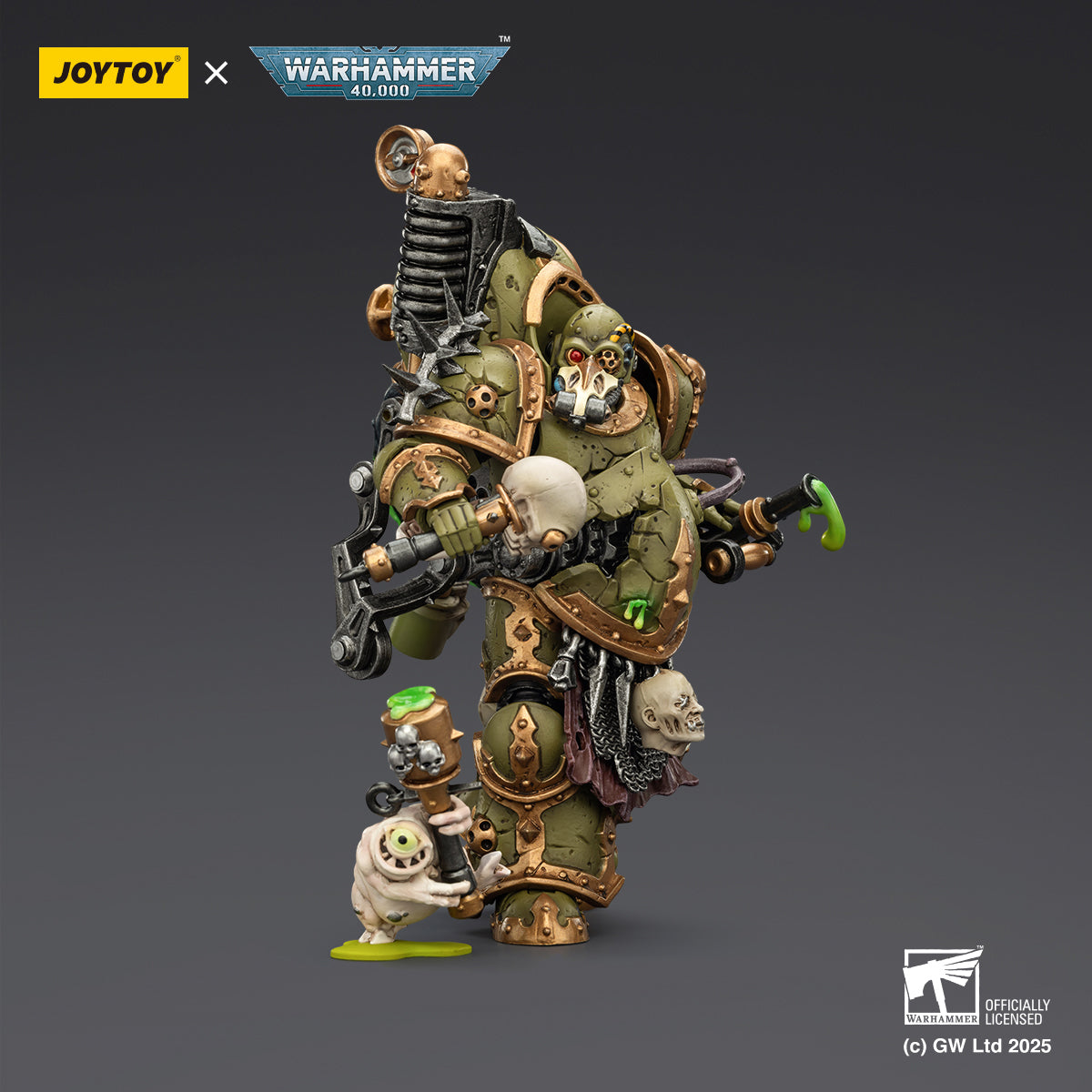 JOYTOY Warhammer Death Guard Lord of Virulence with Power Fist and Twin Plague Spewer & Foul Blightspawn with Plague Sprayer 1/18 Scale Action Figure